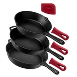 Cuisinel Cast Iron Skillet Set 8" + 10" 12"INCH Preseasoned Frying Pans .... Fixed Price $74.06.