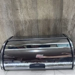 Brabantia William Sonoma Roll Top Bread Box, Brilliant Stainless 17.5. Fixed Price $34.99.
