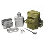 Gritr Titanium Canteen Mess Kit, Camping Open Fire Cookware Set W/ Storage Bag. Fixed Price $129.99.