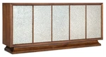 Hooker Furniture 628-55071 Melange 80"W Door Drawer Glass Walnut / Silver. Fixed Price $1730.00.