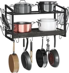 2-TIER Wall-mounted Pot Rack With 12 Hooks For Kitchen Storage Charcoal Black. Fixed Price $84.99.