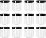 Lawei 12 Pack Plastic Jars With Lids 16 Oz Clear Storage Black Screw Refillable. Fixed Price $29.45.