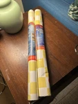 2 Vtg Con-tact Paper Multipurpose Medium Adhesive Retro Yellow Checkerboard. Fixed Price $22.00.