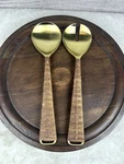 Zodax Gold Serving Utensils With Rattan Wrapped Handles Boho. Fixed Price $24.99.
