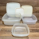 SET/3 -vtg Rubbermaid Servin Saver Square Containers #1,2,3 ( 2-10 Cups ) & Lids. Fixed Price $22.85.