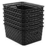 Sandmovie Black Plastic Rattan Storage Baskets, 6 Packs. Fixed Price $31.67.