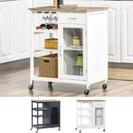 Homcom Utility Kitchen Cart Rolling Island W/ Wine Rack Cabinet. Fixed Price $87.63.