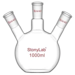 Stonylab 3 Neck Flat Bottom Flask, High Borosilicate Glass, 24/40 Standard Ta.... Fixed Price $97.28.