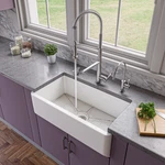 33" White Smooth Apron Solid Thick Wall Fireclay Single Bowl Farm Sink. Fixed Price $800.57.