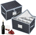 Veronly Wine Glass Storage Box With Dividers Holds 24 Stemware Cases. Fixed Price $54.99.