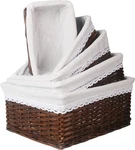 Set Of 5 Wicker Storage Baskets Sizes Woven For Home Shelves. Fixed Price $32.86.