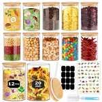 Bgraceyy Glass Jars With Bamboo Lids 20 Oz, 12 Pcs Stackable Kitchen Pa.... Fixed Price $54.59.