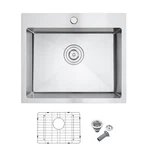 Tsibomu 22X18 Inch Drop-in Kitchen Sink 304 Stainless Steel Single Bowl Bottom. Fixed Price $254.01.