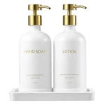 Janxin White & Gold Soap Dispenser Set: 16.9OZ For Kitchen Bathroom Decor. Fixed Price $45.16.