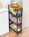 Best Okzest Utility Slim Storage Cart, 4 Tier Small Rolling Kitchen Laundry Room. Fixed Price $55.77.