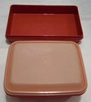 Vintage Tupperware 1254-9 Ice Cream Keeper Red With Lid. Bonus Bacon Bott. Fixed Price $10.65.