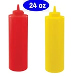 12 Pcs Squeeze Condiment Bottles 24OZ (6 Red + Yellow) Ketchup Mustard. Fixed Price $19.99.