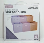 Sorbus 11IN. Cub Storage Organizer BINS-6 Pack/pastel Orange, Pink & Purple-new. Fixed Price $28.30.