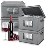 Uiifan 4 Pcs Wine Glass Storage Box With Dividers 12 Compartment Stemware Sto.... Fixed Price $70.39.