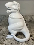 Threshold Stoneware T-rex Dinosaur Cookie Jar W/ Lid, White, 10.07 Fl Oz. Fixed Price $39.00.