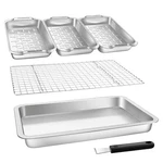 Grill Basket Set, 6-PIECE Stainless Steel Large Pans, 16.5" X 11" F.... Fixed Price $57.81.
