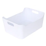 Ybm Home White Plastic Storage Pantry Bin, Open Basket With Handle, Multipurpose. Fixed Price $18.99.