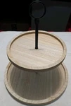 Wooden Two Tiered Tray Stand, Farmhouse Round 2 Decorative. Fixed Price $12.52.