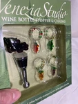 Venezia Studio Wine Bottle Stopper & 4 Glass Charms Handmade Grape Theme Set. Fixed Price $18.39.