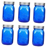 Amzcku 16 Oz Blue Mason Jars With Lids Regular Mouth Canning Jar, Pack. Fixed Price $42.45.