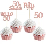 Gyufise 24PCS Rose Gold Glitter 50TH Birthday Cupcake Toppers & Fabulous C.... Fixed Price $13.07.