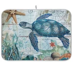 Nautical Ocean Sea Turtle Dish Drying Mat For Kitchen Counter 18X24 Starfi.... Fixed Price $29.02.