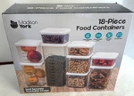 Madison YORK-18 Piece Stackable Design Food Storage Container Set With Lids.. Fixed Price $12.95.