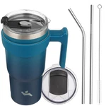 Konokyo 20 Oz Tumbler With Handle Straw Lid, Ounces, Indigo Black. Fixed Price $25.63.
