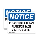 (2 Pack) Please Use Clean Plate For Each Visit Buffet Osha Notice Sign Decal. Fixed Price $22.99.