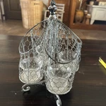 Wire Utensil Caddy Four Chicken Holders Farmhouse Rustic Kitchen Gray Spins. Fixed Price $15.00.