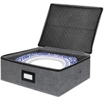 Homyfort Platter Storage Case Large Stackable China Dish Organizer W/ Dividers. Fixed Price $37.99.