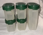 Vtg Tupperware Modular Mates Spice Shakers #1843/1846 Hunter Green 2.25 & 4.5. Fixed Price $16.26.