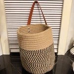 Wall Hanging Decor Baskets Cotton Rope Woven Leather Hanger Guc Cracker Barrel. Fixed Price $19.95.