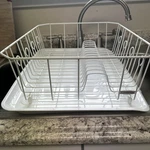 Vintage White Rubbermaid Dish Drainer Drying Rack Coated Wire With Sloped Mat. Fixed Price $59.99.