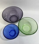 Vintage Pyrex 1970'S Ribbed Glass Mixing Bowls 7401 7402 7403 Blue Green Purple. Fixed Price $62.00.