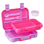 Your Zone Plastic Bento Box, 4 Compartments, Utensils, 1 Dressing Container,pink. Fixed Price $11.73.