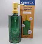 Grove Co. Sparks Of Joy Forest Green & Gold Glass Dish Soap Dispenser. Fixed Price $5.99.