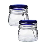 Bormioli Rocco Fido Jar With Blue Lid, 17.5 Oz - Set 2. Fixed Price $29.99.