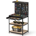 32" X 16" Workbench With Pegboard 20PCS Tool Hooks Drawer And Open Shelves. Fixed Price $116.99.