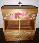 Pioneer Woman Wooden Floral Box Tea Bag Coffee Pods Holder Great Used Condition. Fixed Price $105.00.