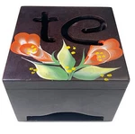 Tea Wood Box Floral Hinged Lid Counter Small Holder Display. Fixed Price $10.34.