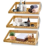 Floating Shelves Wall Mounted, 3 Pcs Solid Bamboo Hanging Rack Holder, W.... Fixed Price $51.33.