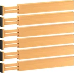 6 Pack Bamboo Drawer Dividers - 17" To 21.5" Expandable Adjustable Organi. Fixed Price $67.99.