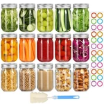 Meal Prep Storage Mason Jars 16 Oz - 15 Pack Airtight Lids Canning. Fixed Price $51.99.