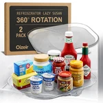 Oizeir Refrigerator Lazy Susan (2PK) - Clear Rectangular Fridge Organizer T.... Fixed Price $32.58.
